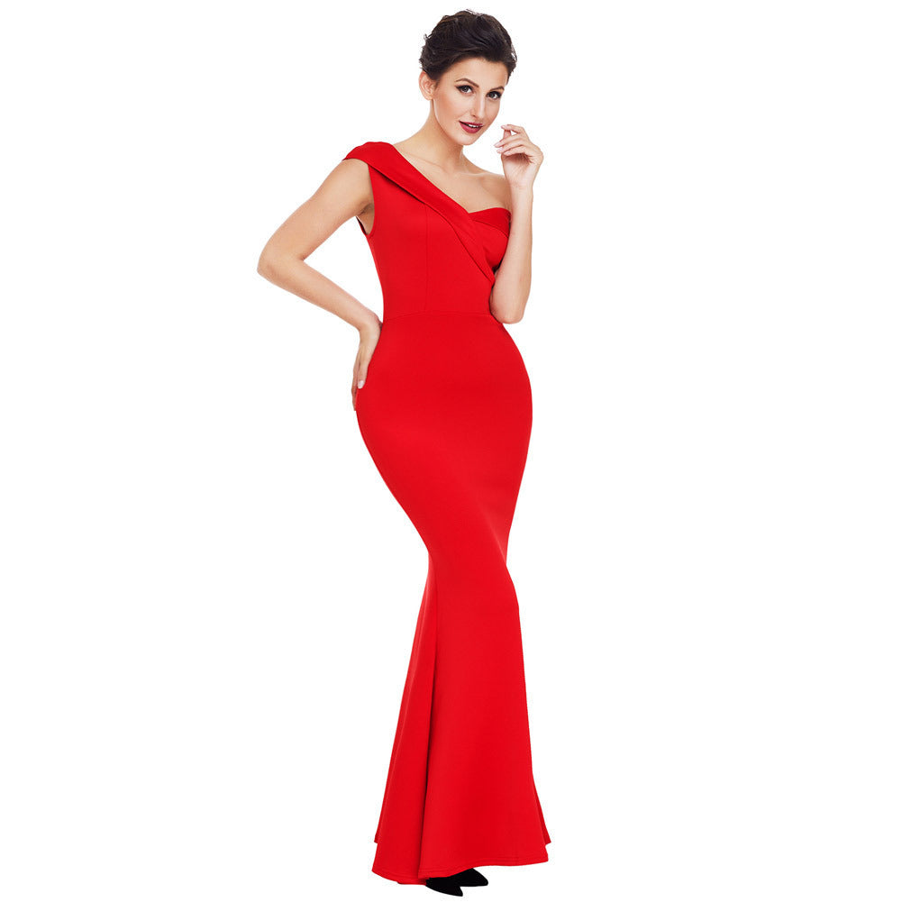 New Sexy Red Chiffon Short Sleeve Slim High Waist Dress