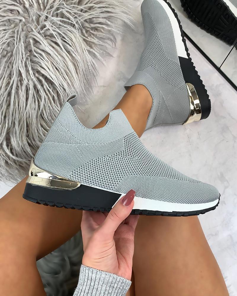 New Style Flying Knit Socks Shoes Stretch Cloth 43 Size Women's Shoes