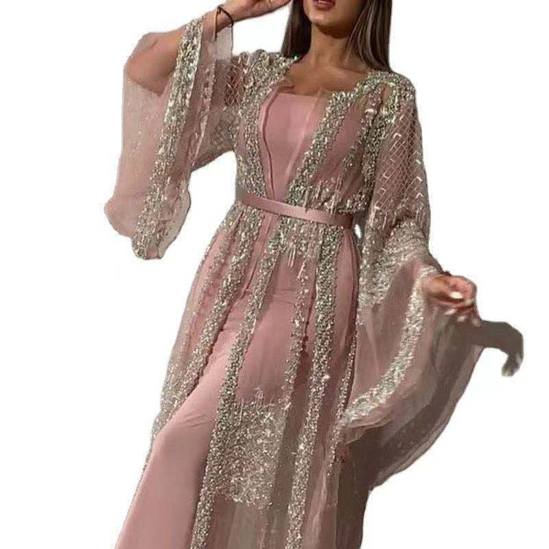 Lace Deep V-neck Wedding  Retro French Evening Dress