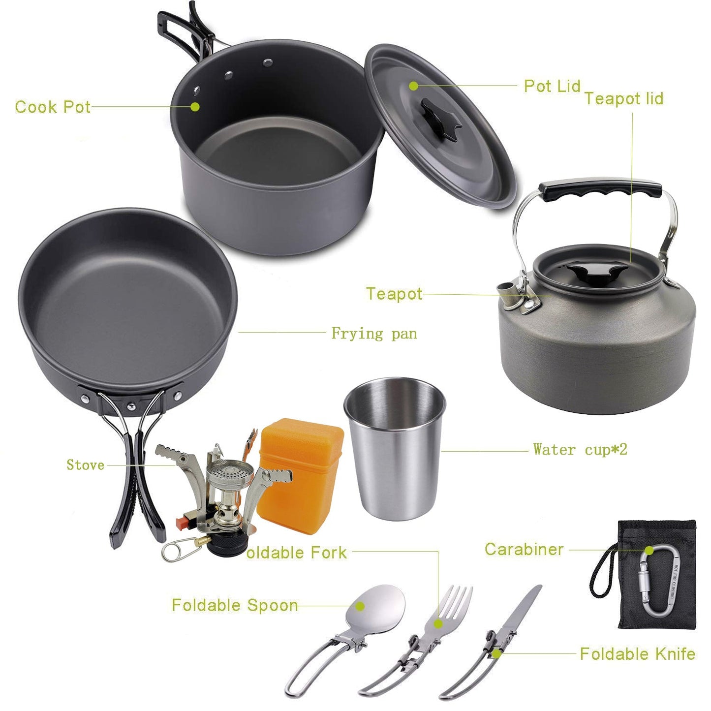 Portable Camping Kettle – Hard-Anodized Aluminum Outdoor Cooker with Heat-Resistant Handle | Lightweight & Compact Hiking Tea Pot: New Edition