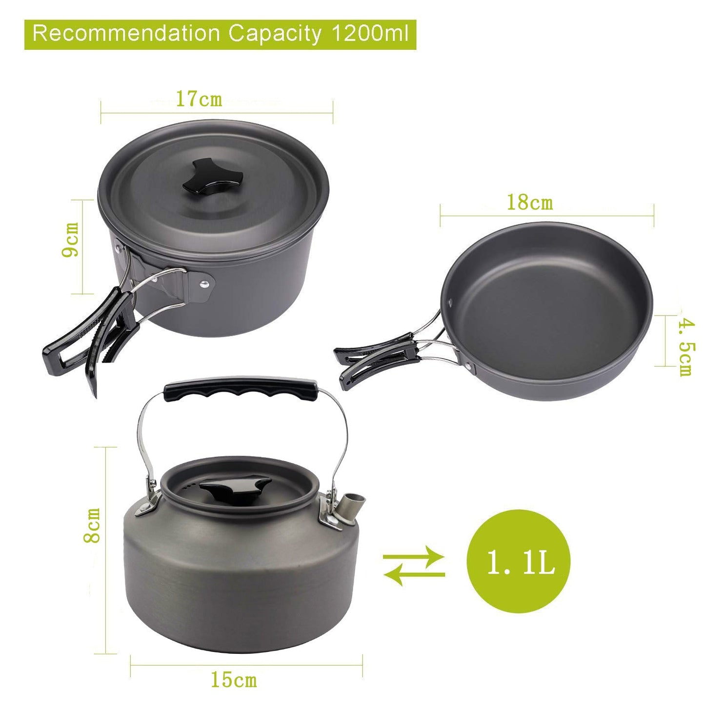 Portable Camping Kettle – Hard-Anodized Aluminum Outdoor Cooker with Heat-Resistant Handle | Lightweight & Compact Hiking Tea Pot: New Edition