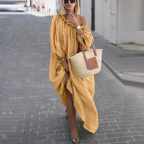 Casual Solid Color Plus Size Long Dress