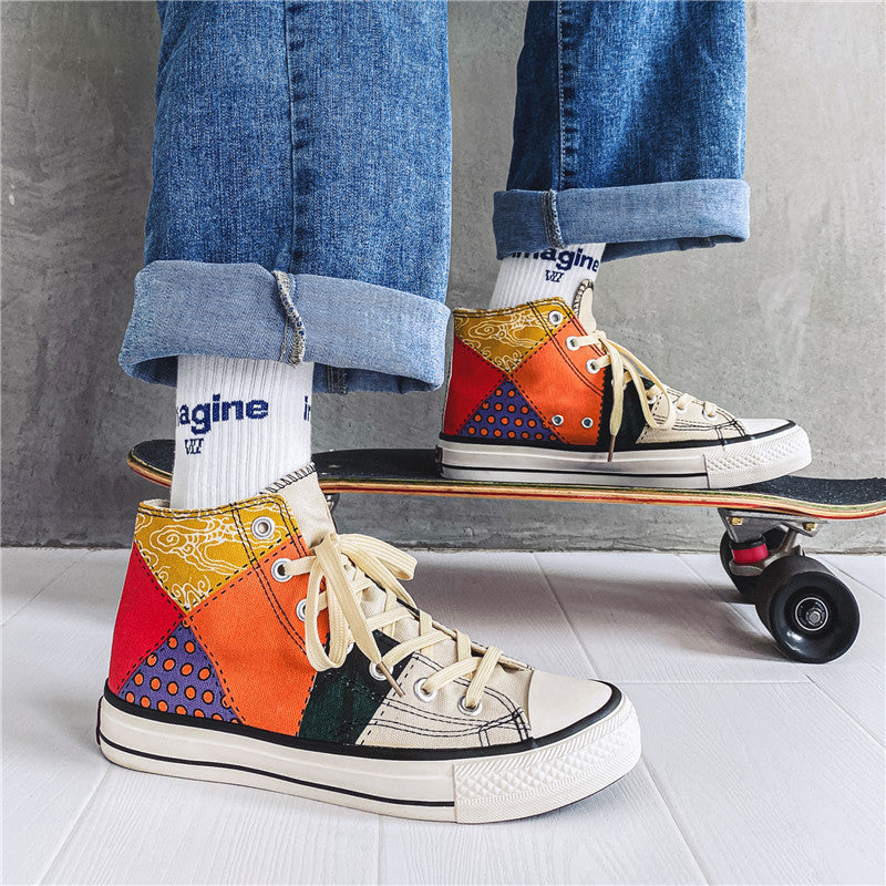 Men's High Top Shoes Hong Kong Style Canvas Shoes
