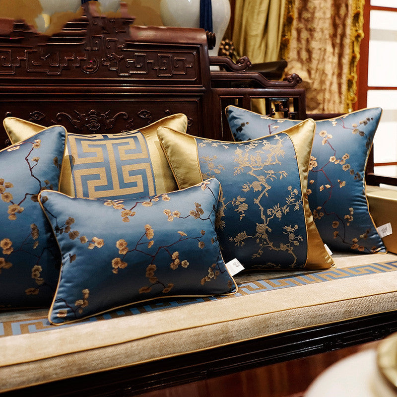 Pillow Gold and Navy Blue for Sofa Living Room Classical Pillow Slip Cover