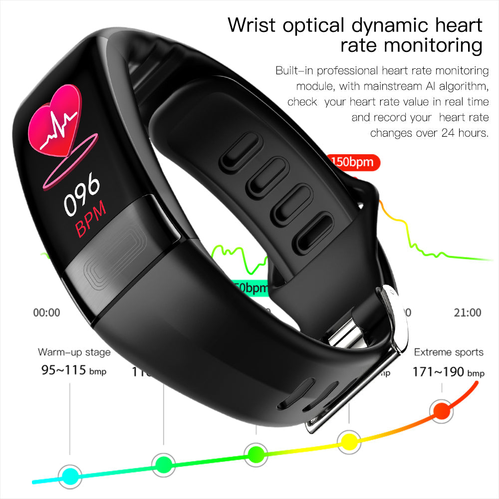 Body Temperature Smart Bracelet with ECG, Heart Rate, Blood Pressure, Blood Oxygen, Sleep Tracking & Waterproof Design