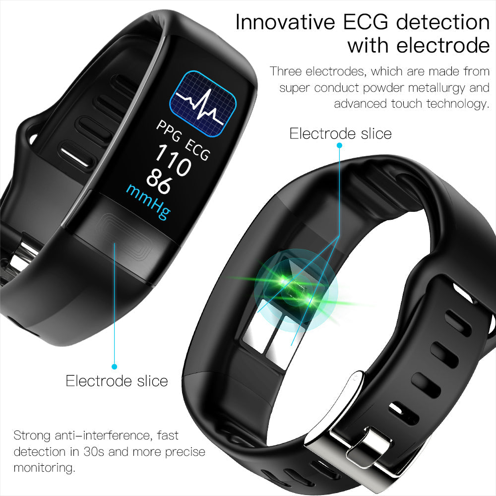 Body Temperature Smart Bracelet with ECG, Heart Rate, Blood Pressure, Blood Oxygen, Sleep Tracking & Waterproof Design