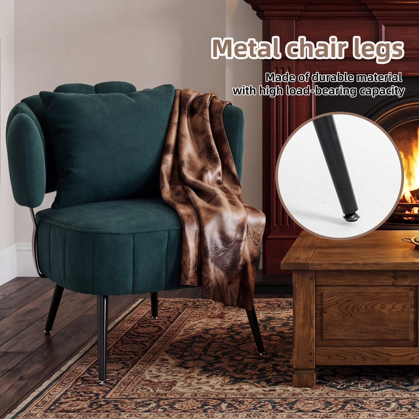 Decorative Chenille Armchair with Spring Seat Cushion