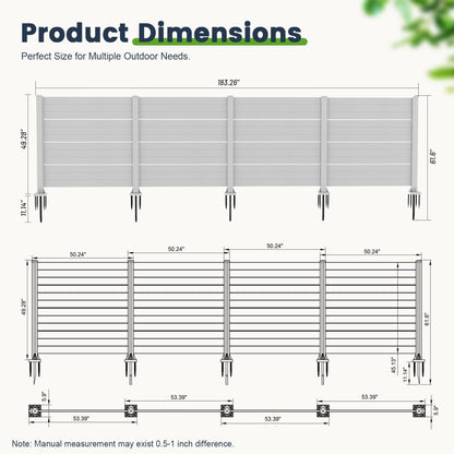50" W x 49" H Outdoor Privacy Screen, Air Conditioner Fence, All-Weather Vinyl Privacy Fence Screens with Aluminum