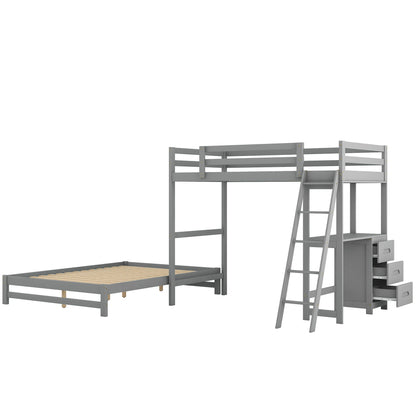 Bunk Bed With Built In Desk And 3 Drawers