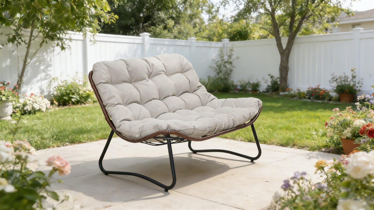 Patio Loveseat Sofa with Luxury Thick Cushion