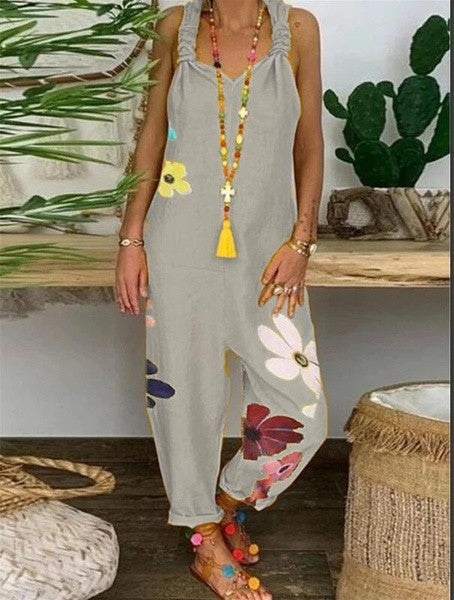 Loose Casual Women's Plus Size Linen Suspenders Pants