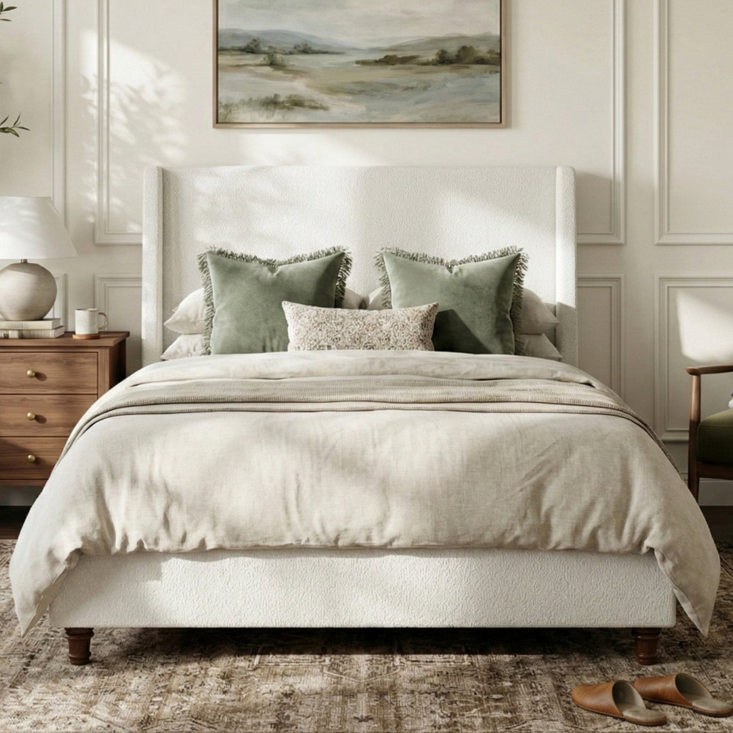52.7" Tall Upholstered Wingback Queen Platform Bed Frame