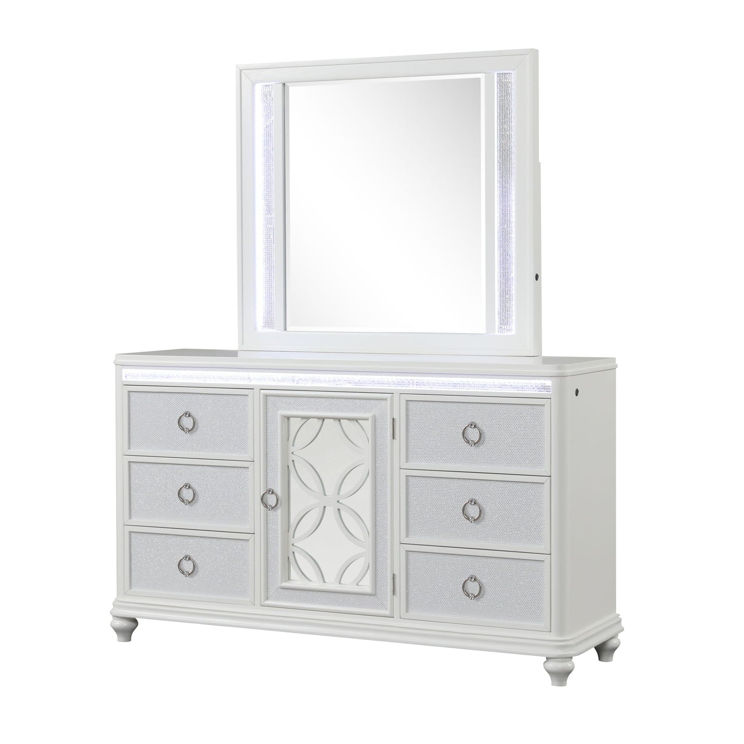 Abigale - Mirror For Dresser Top Made With LED (Includes Only Mirror) - White