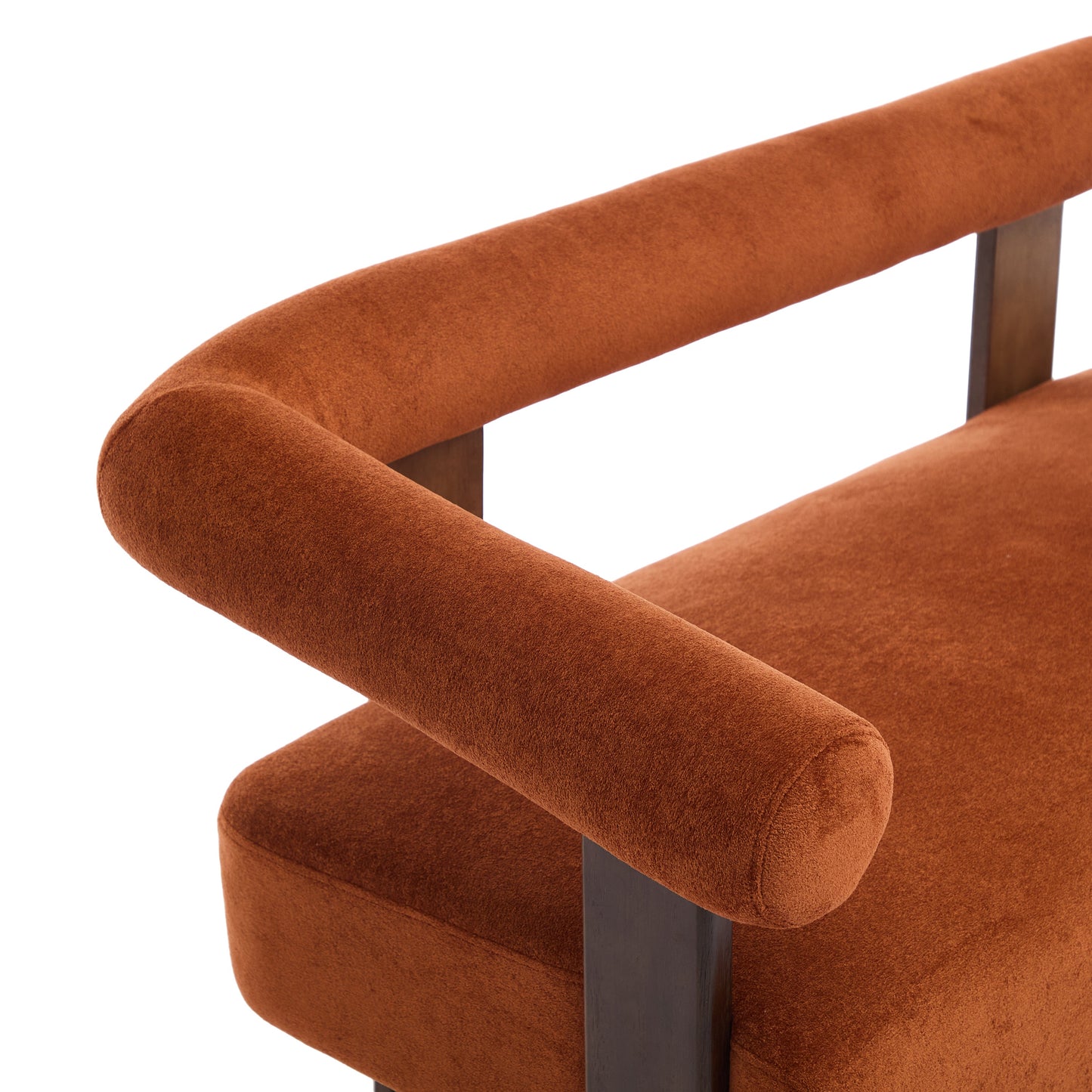 Round Armrest Loveseat (Dark Orange + Brown)