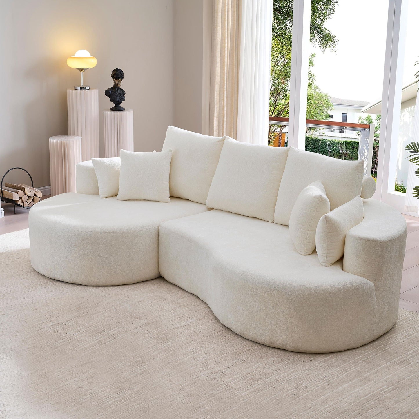 2 Piece Fabric Cloud Curved Sectional Sofa With Chaise