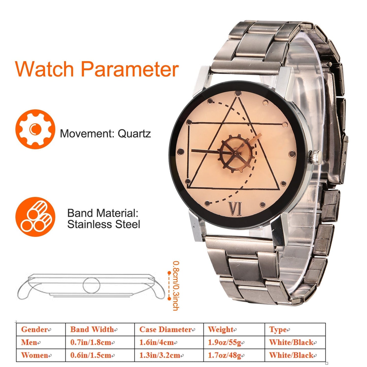 Couples Quartz Watch Men Women Stainless Steel Wrist Watch Ultra-Thin Cutting Craft Luxury Fashion
