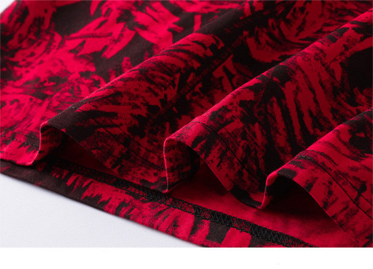 NEW LARGE plus size red CREATIVE ALL OVER  PRINT DESIGN T-shirt FOR MEN