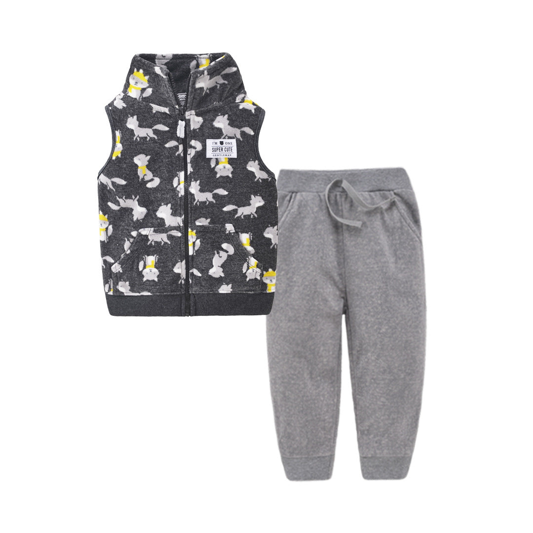 Children's vest two-piece baby cardigan vest set