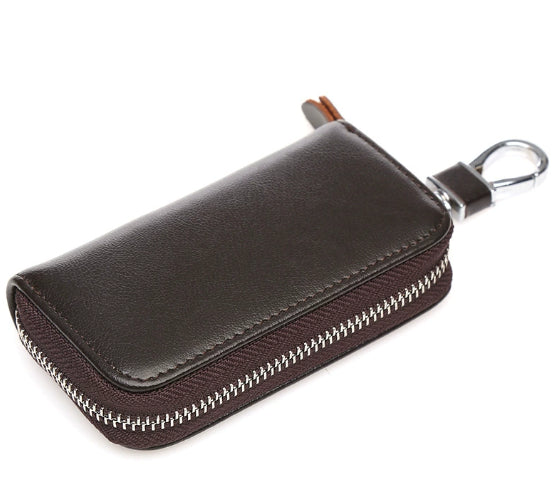Men's Leather Zipper Multi-function Car Key Holder