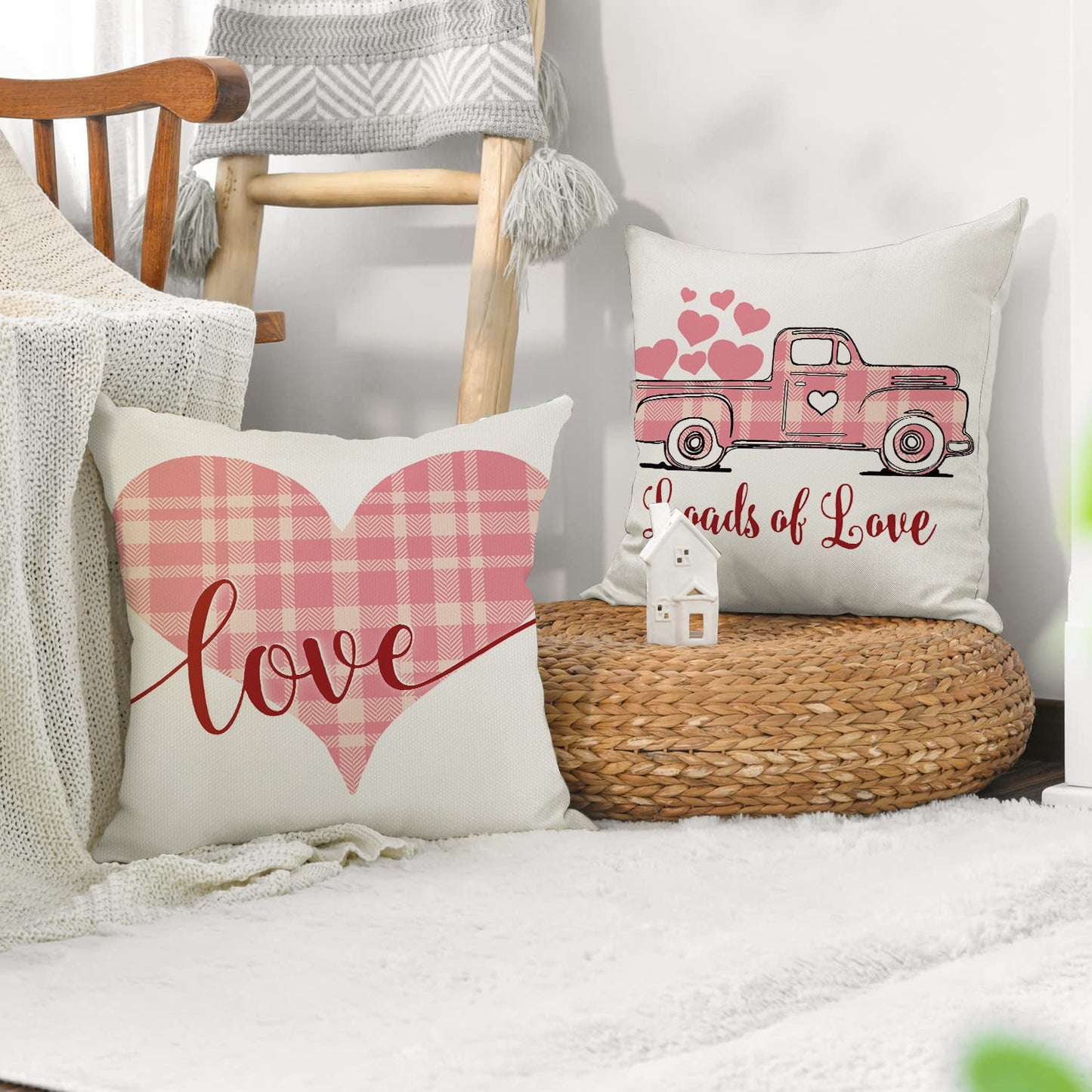 Love Heart Pillow Cover Valentine's Day Letter Printing Throw Pillowcase