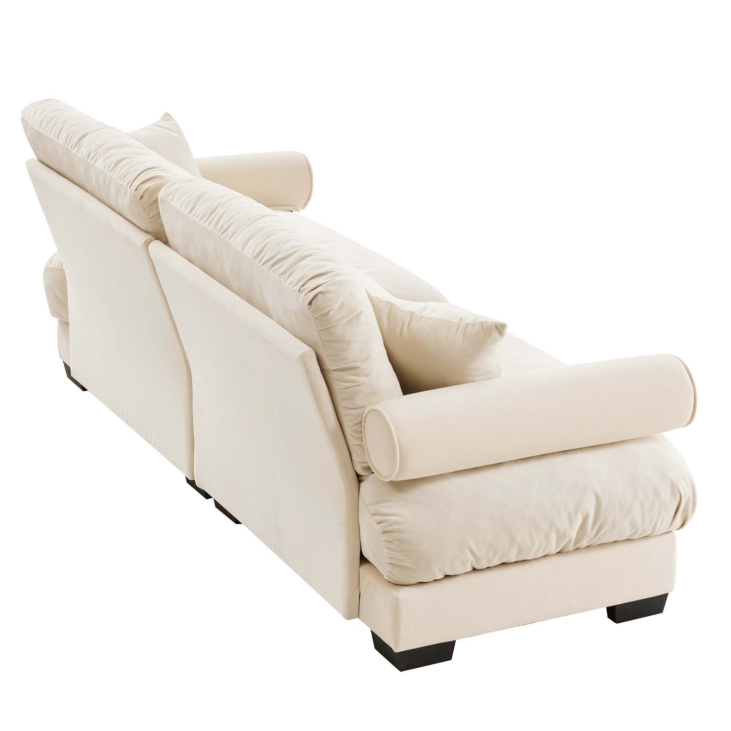 Modern Sofa With Bolstered Armrests And Pillows