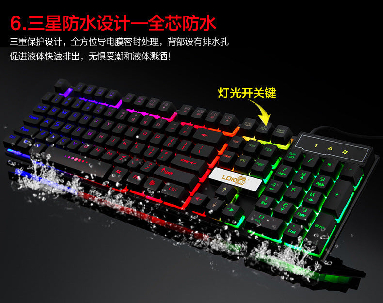 RGB Gaming Keyboard with Glowing USB Cable - Mechanical Switches for Precision Control