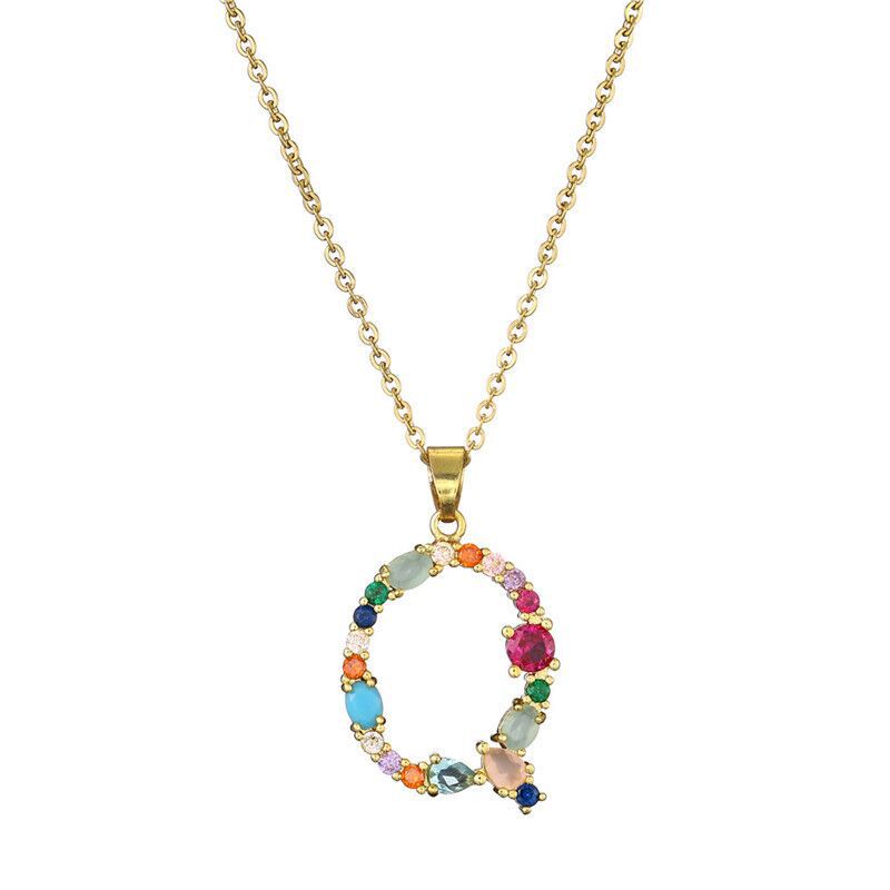 GEMSTONE LETTER NECKLACE