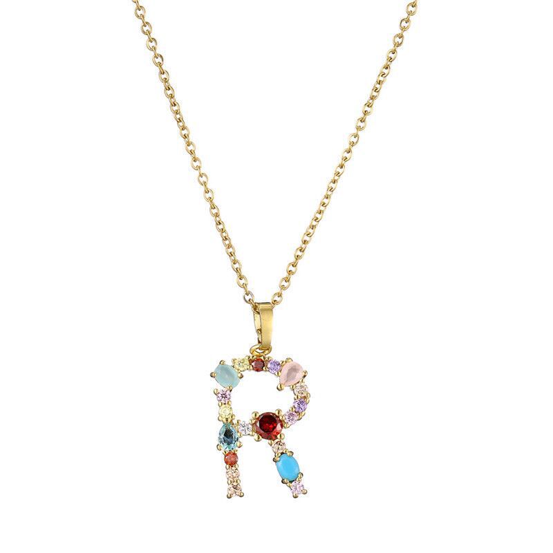 GEMSTONE LETTER NECKLACE