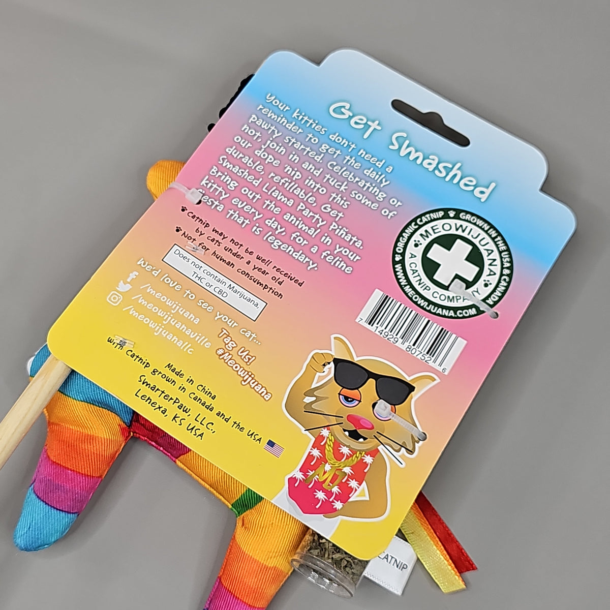 SMARTER PAW Meowijuana Organic Catnip Toy Get Smashed Llama Party Pinata Cat Toy (New)