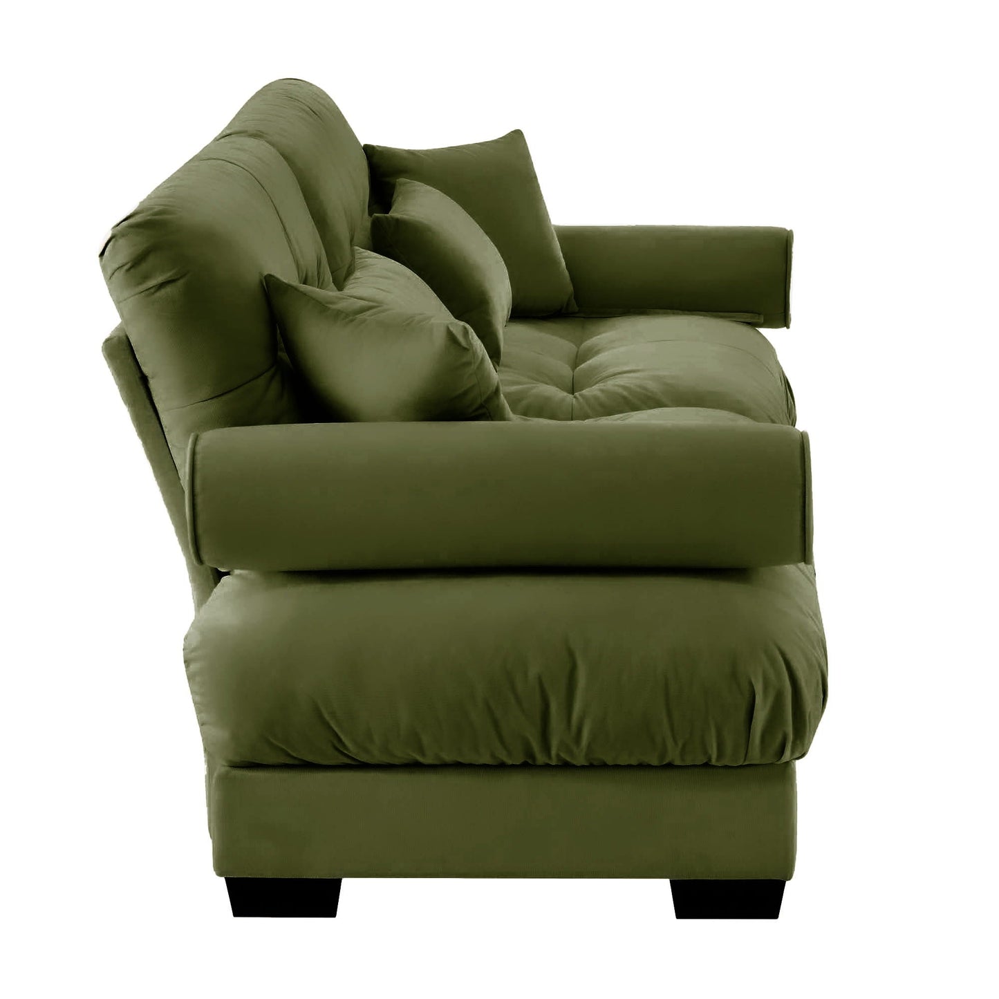 Modern Sofa With Bolstered Armrests And Pillows