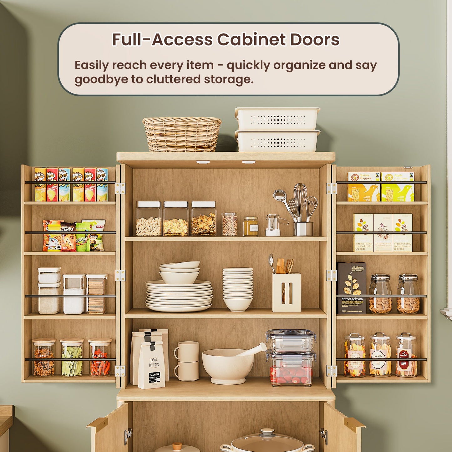 Kitchen Pantry Cabinet With 6 Doors