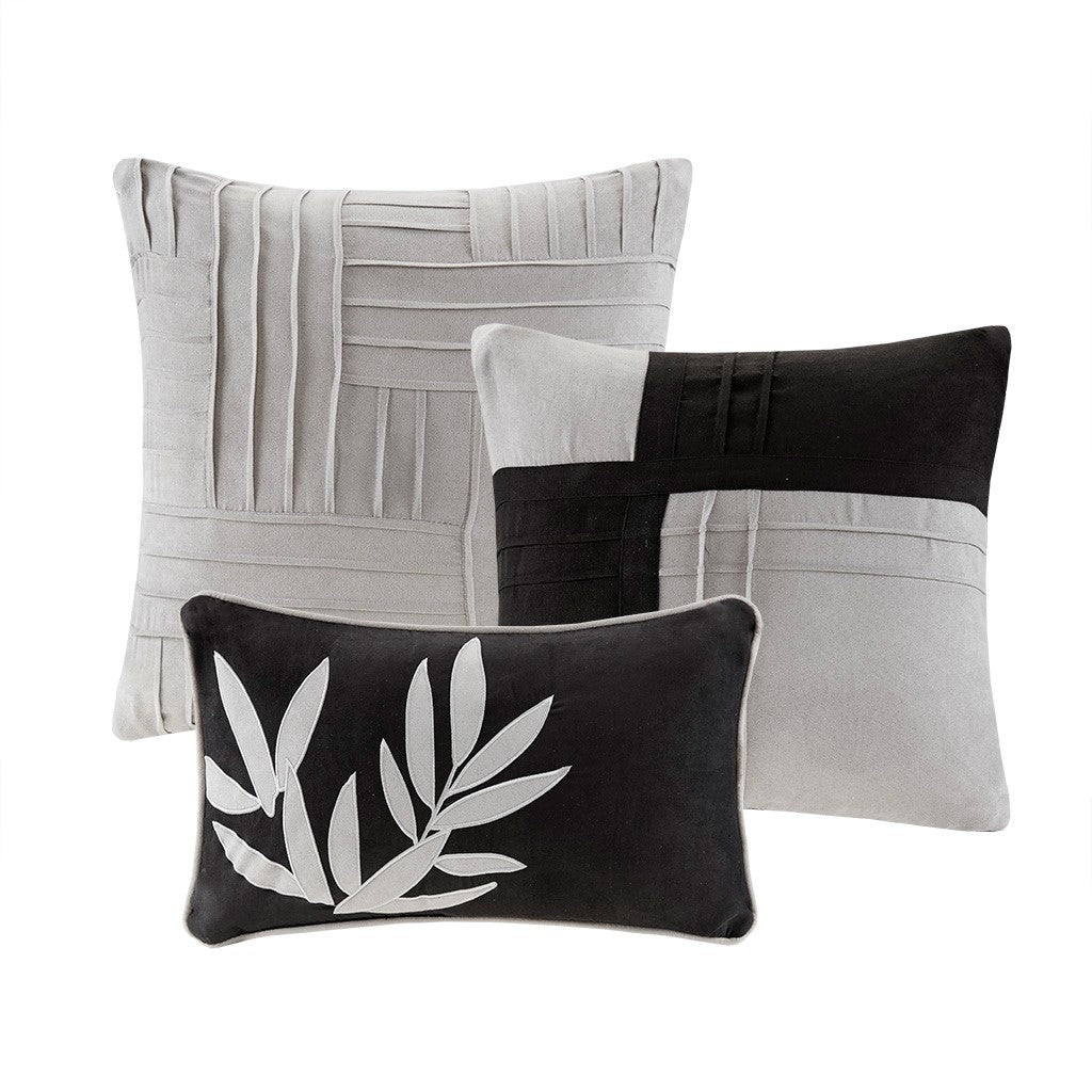 7 Piece Faux Suede Comforter Set Grey Cal King
