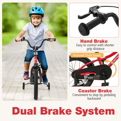 16 Inch Kids Bike Adjustable Bicycle with Reflectors and Bell for 4-7 Years Old