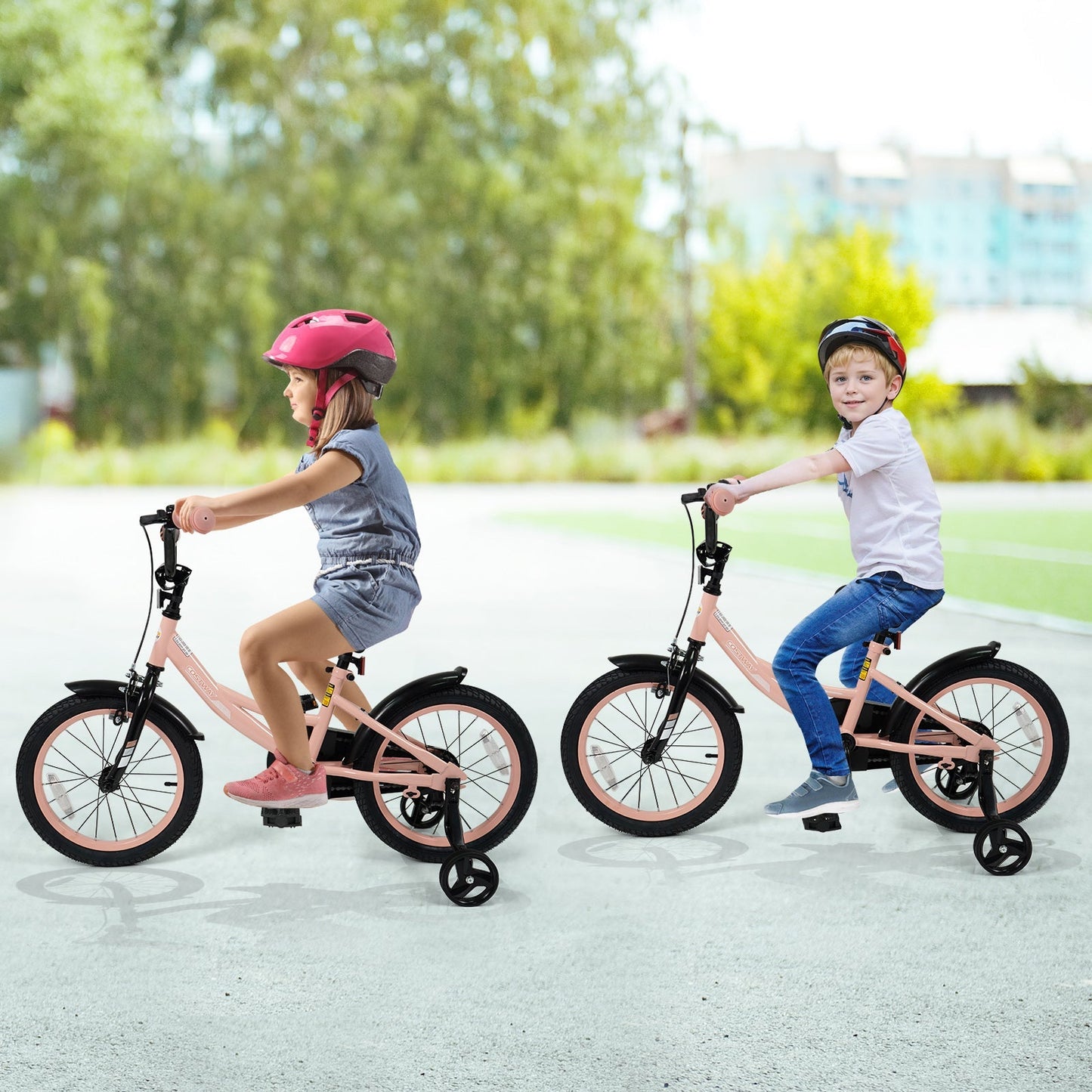 Kids Bike 12-18 Inch with Training Wheels - Pink