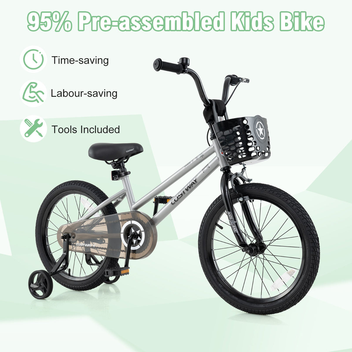 12/14/18 Inch Kids Bike Adjustable with Transparent Chain Cover for 3-8 Years Old-16 inches