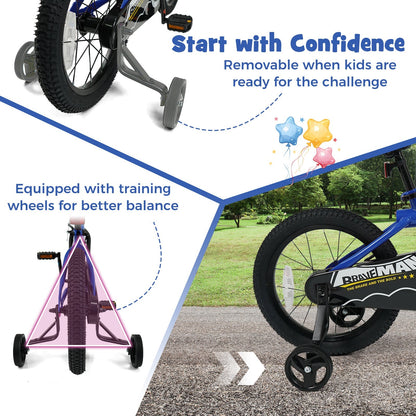 Kids Bike 14-Inch with Removable Training Wheels Navy