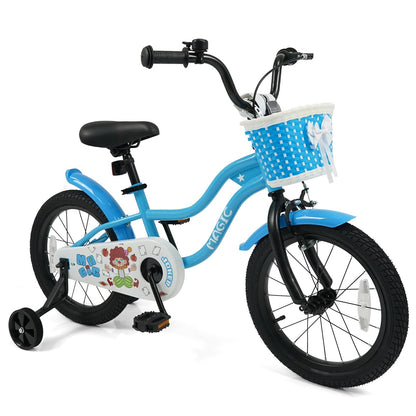 12/14/16 Inch Kids Bike with Training Wheels and Basket Navy Color