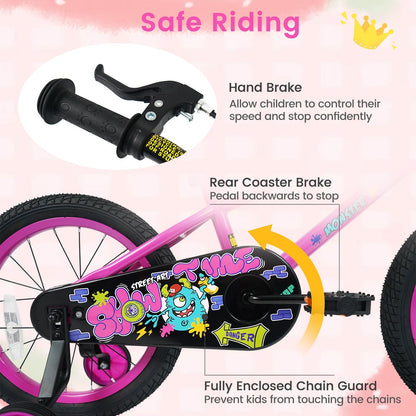 Kids Bike with Training Wheels 12-18 Inch Pink