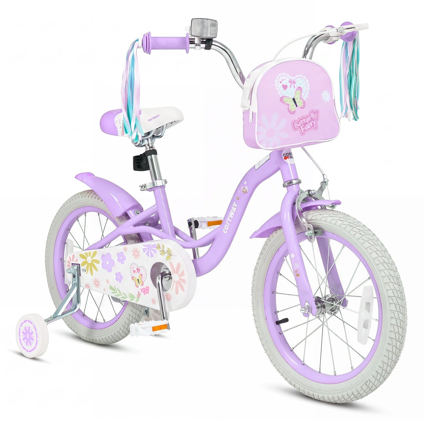 Girls Bike 18 Inch with Training Wheels and Front Bag