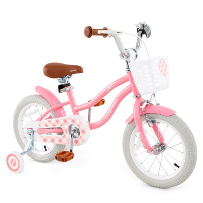 16 Inch Kids Bike with Training Wheels and Basket for Boys Girls 4-7 Years Old-16 inches