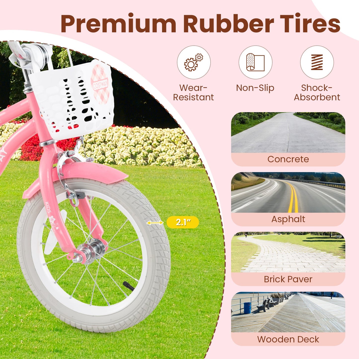 16 Inch Kids Bike with Training Wheels and Basket for Boys Girls 4-7 Years Old-16 inches