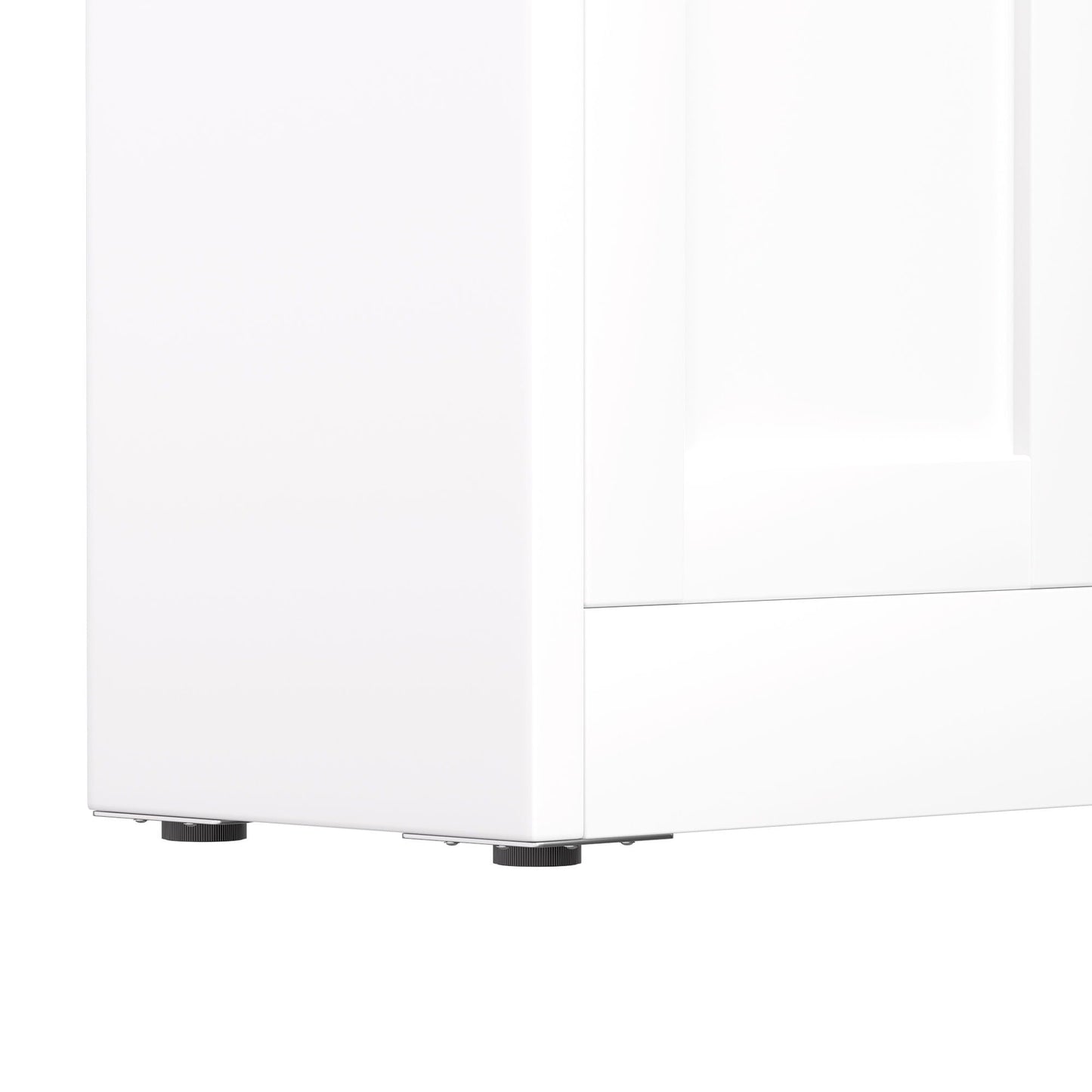 Bookcase Tall With 2 Doors & 2 Drawers, Fixed Open Shelves - White