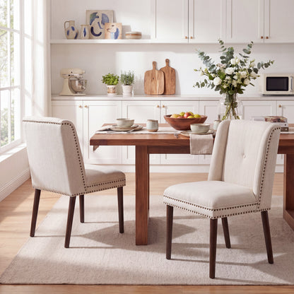 Light Luxury Rivet Upholstered Dining Chair Set of 2