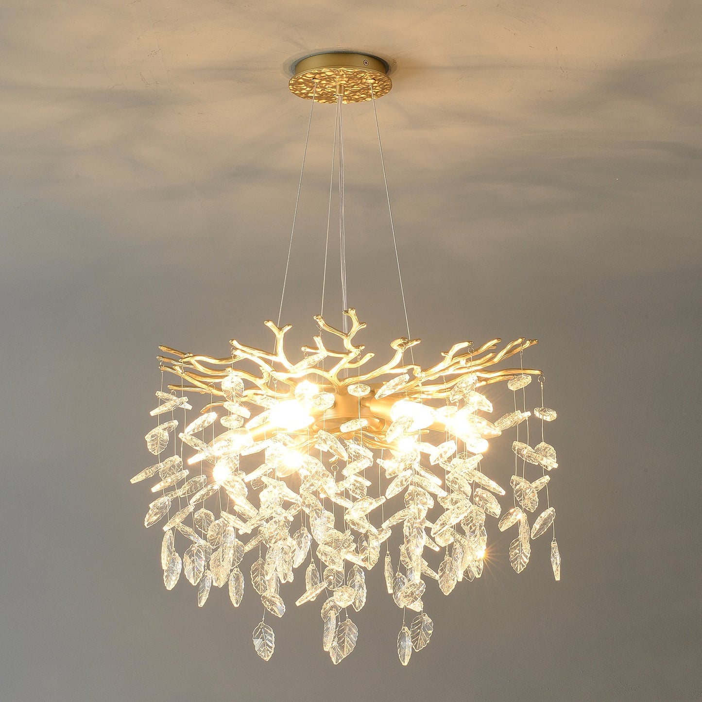 6-Light Chandelier Crystal Ceiling Lamp - Gold Finish