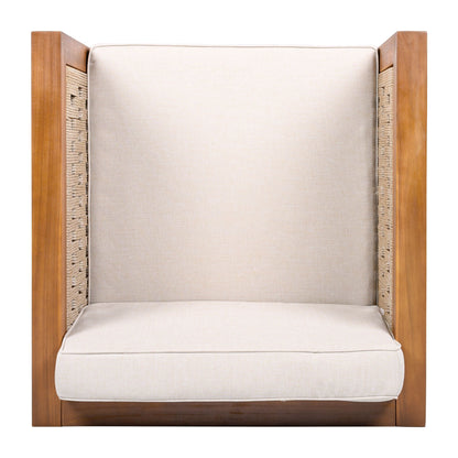Outdoor Club Chair & Rope Arm And Cushions