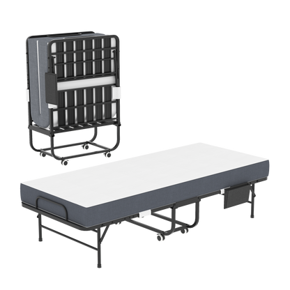 75 Inch Folding Bed with 5" Memory Foam Mattress