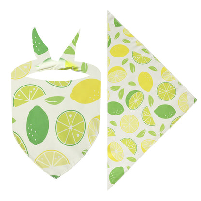 Cross-border New Cartoon Cute Pet Triangle Fresh Fruit Polyester Printed Cat And Dog Saliva Towel Scarf Wholesale