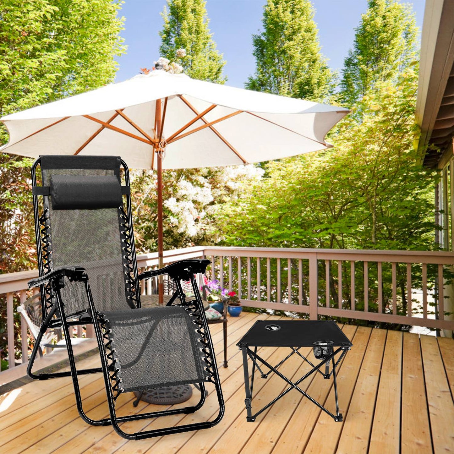 Portable Folding Camping Table with Cup Holders & Carry Bag