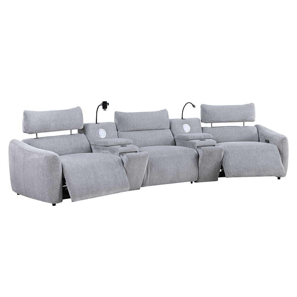 Fullar - Modular Power Motion Armless Recliner - Light Gary Chenille