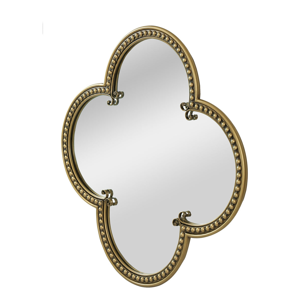 Quatrefoil Mirror with Large Beaded Metal Frame